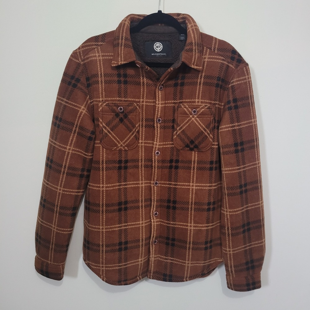 Weatherproof Size S Shirt Jacket Women's Brown Plaid Sherpa Fleece Autumn Layers